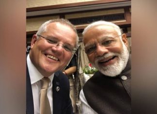 Indian Prime Minister Narendra Modi and Australia's Prime Minister Scott Morrison.