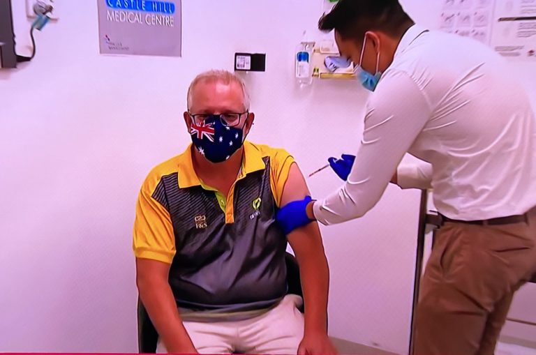 Beat the myth: PM Scott Morrison among one of the first Australians to receive the COVID19 vaccine