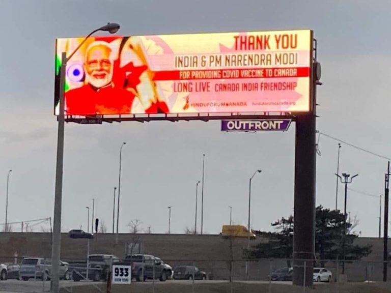Billboards thanking PM Modi for providing COVID-19 vaccines come up in Canada
