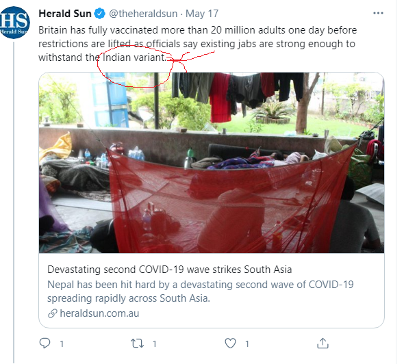 "It's not 'India Variant', stupid" 4 Heruld sun 3