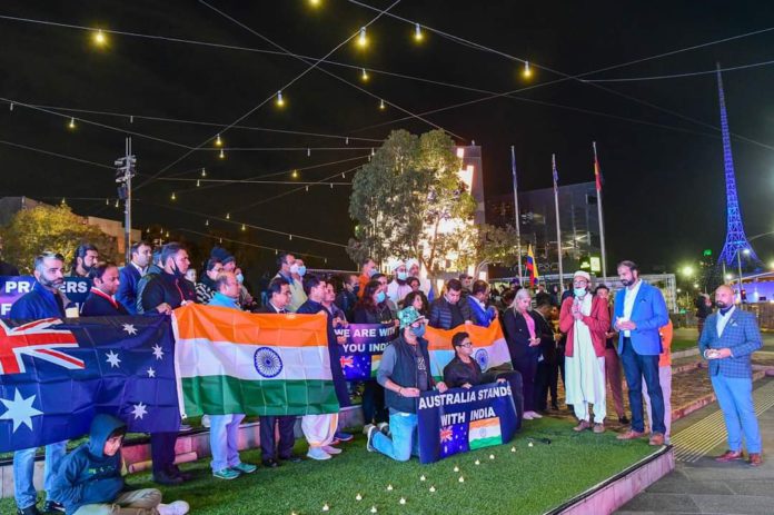 Pray for India Vigil at Federation Square; Picture Siurce: Senthill Sundram Pray for India Vigil at Federation Square; Picture Siurce: Senthill Sundram