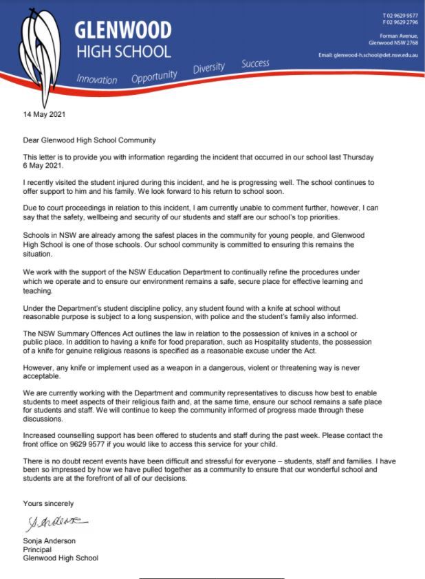 glenwood school letter 8