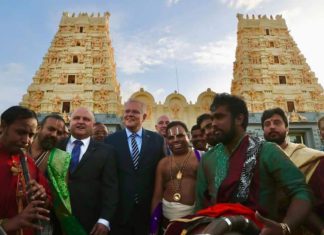PM Morrison charms Indian-Australians by Dosa making skills PM Scott Morrison at Siva Vishnu Temple, Melbourne; Picture Source: Facebook @SCOMO
