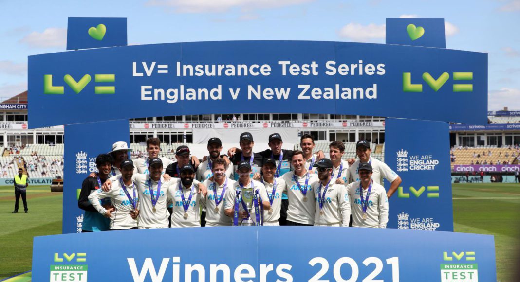 The NewZealand seal a 1-0 series victory against England; Picture Source: Twitter @BLACKCAPS