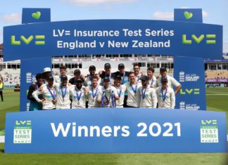 The NewZealand seal a 1-0 series victory against England; Picture Source: Twitter @BLACKCAPS