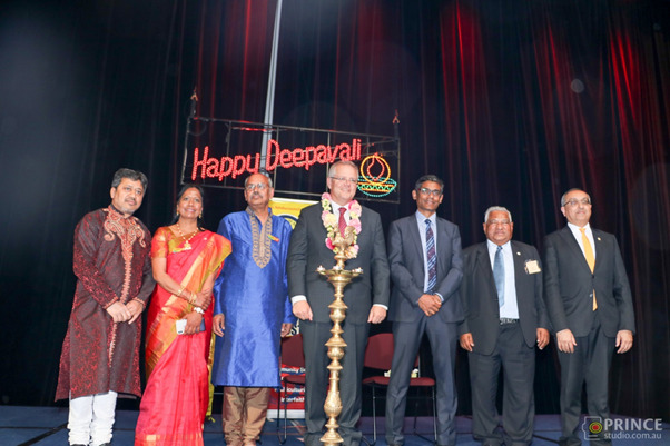 Prime Minister Scott Morrison attending HCA Diwali in Canberra (Pic supplied by HCA