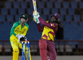 Gayle storm helps West Indies register series-clinching win over Australia Chris Gayle in 3rd T20 against Australia; Picture Source: Twitter @ICC