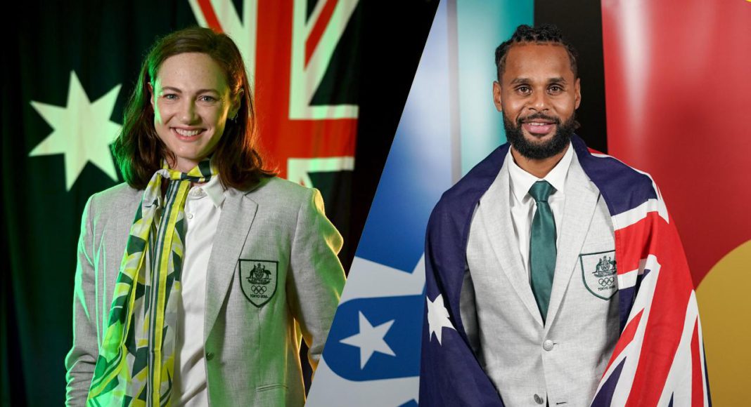 Australian Olympic Team Flagbearer Patty Mills and Cate Campbell; Picture Source: Australian Olympics