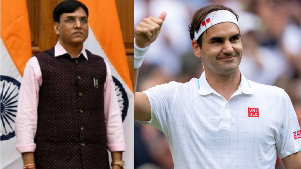 Indian Health Minister Mansukh Mandaviya an Tennis Star Roger Federer