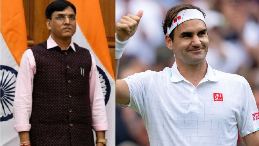 Indian Health Minister Mansukh Mandaviya an Tennis Star Roger Federer