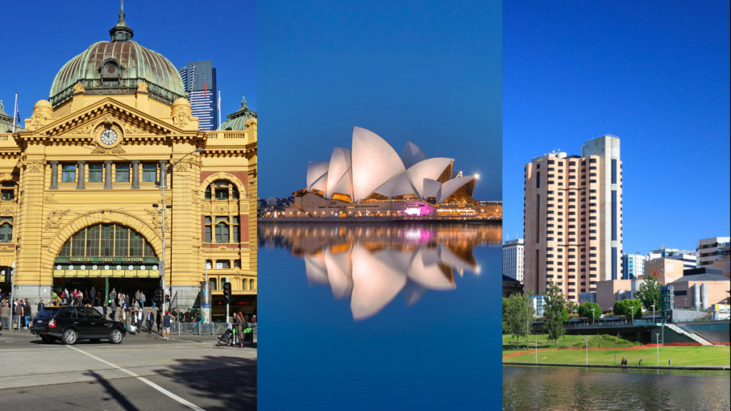 Melbourne, Sydney and Adelaide; Picture Source: @CANVA