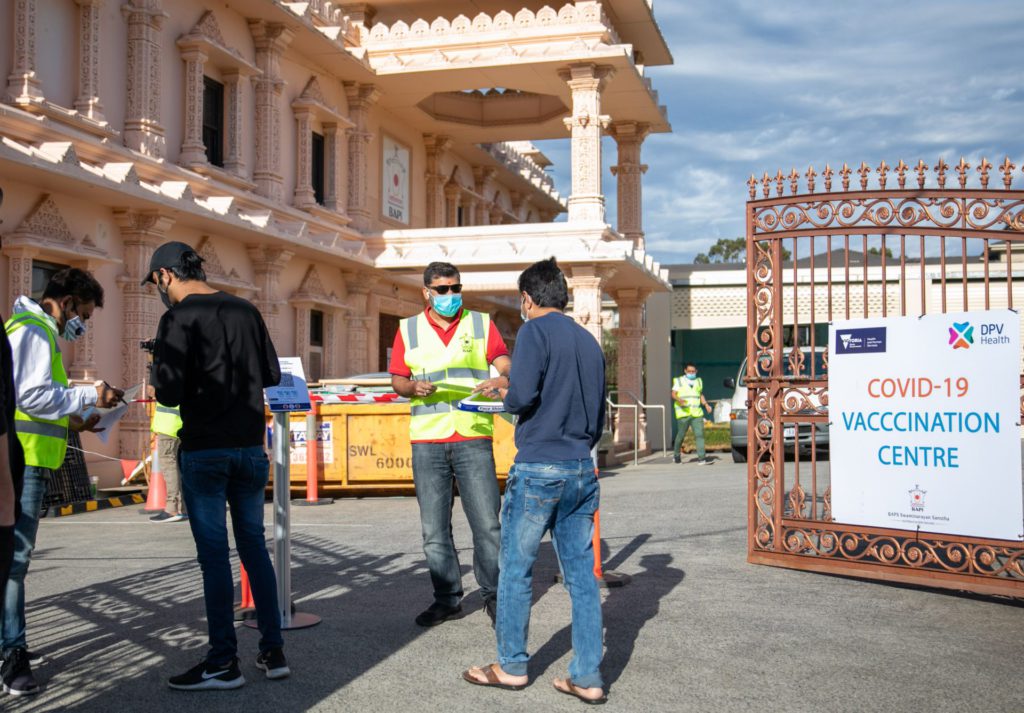BAPS Temple, attracts hundreds to stop COVID misinformation & get vaccinated in a pop-up clinic; Picture Source: Supplied