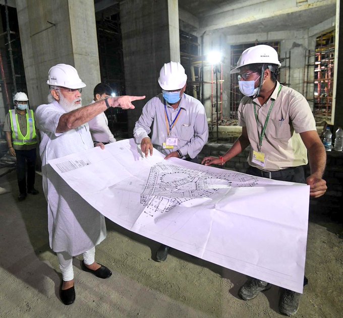 Indian PM Modi pays surprise visit to check progress at Central Vista Project site 7 7
