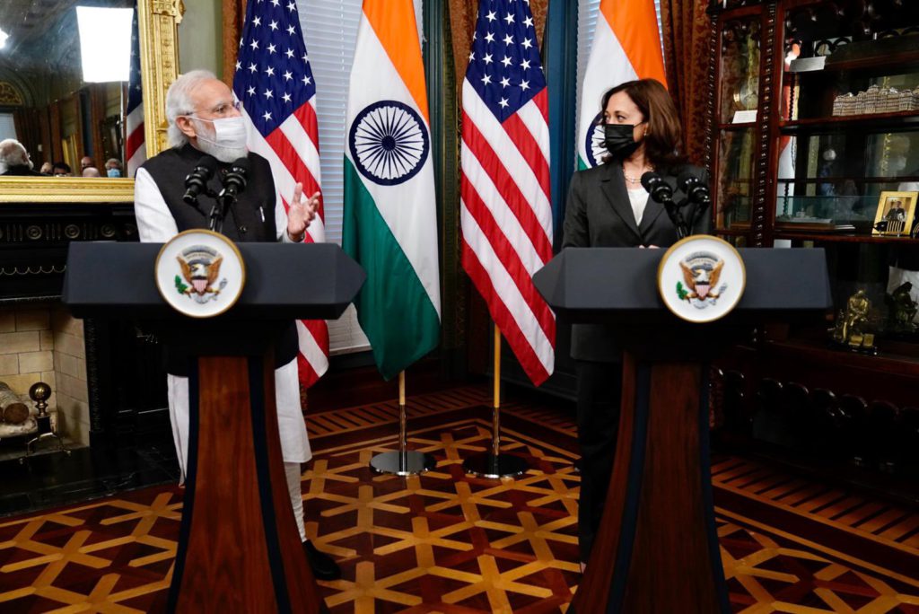 At meet with Indian PM Modi, Harris refers to Pak terror role, agrees to monitor its support to terrorism 5 PM Modi, Kamala Harris exchange views on global, regional developments; Picture Source: Twitter @MEA