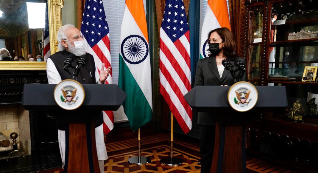 PM Modi, Kamala Harris exchange views on global, regional developments; Picture Source: Twitter @MEA