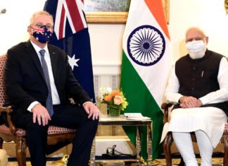 PM Scott Morrison and Indian PM Narendra Modi meet in Washington ahead of QUAD; Picture Source: @Twitter @MEA