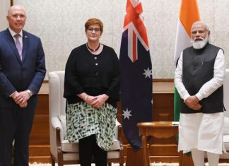Indian PM Narendra Modi meets Australian FM Marise Payne and Defence Minister Peter Dutton; Picture Source; @PIB