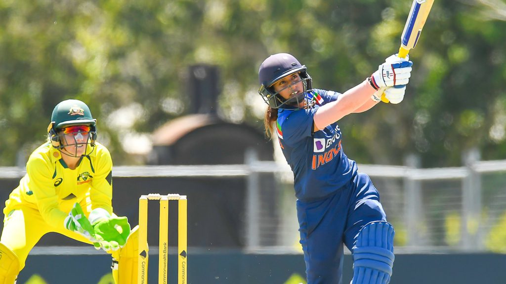 Mithali Raj and Yastika Bhatia rebuilding @BCCIWomen ’s innings steadily as the total passes the 100-run mark in the 23rd over; Picture Source: Twitter @ICC