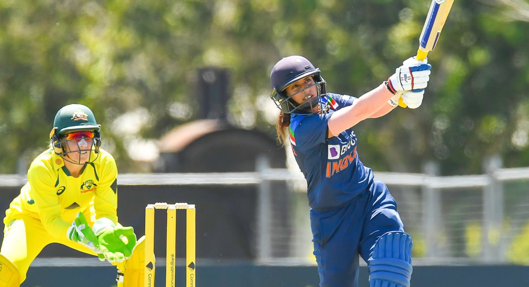 Mithali Raj and Yastika Bhatia rebuilding @BCCIWomen ’s innings steadily as the total passes the 100-run mark in the 23rd over; Picture Source: Twitter @ICC