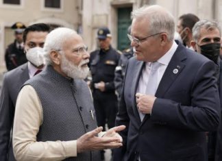 PM Scott Morrison and Indian PM Narendra Modi in Chat: Picture Source: @PIB