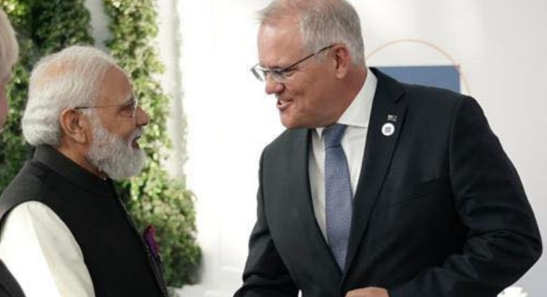 PM Narendra Modi and PM Scott Morrison; Picture Source: @SCOMO