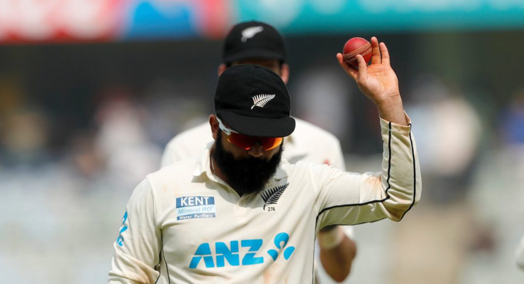 Ajaz's historic 10-wicket haul; Picture Source: @BLACKCAPS