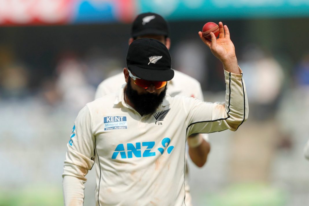 Ajaz's historic 10-wicket haul; Picture Source: @BLACKCAPS