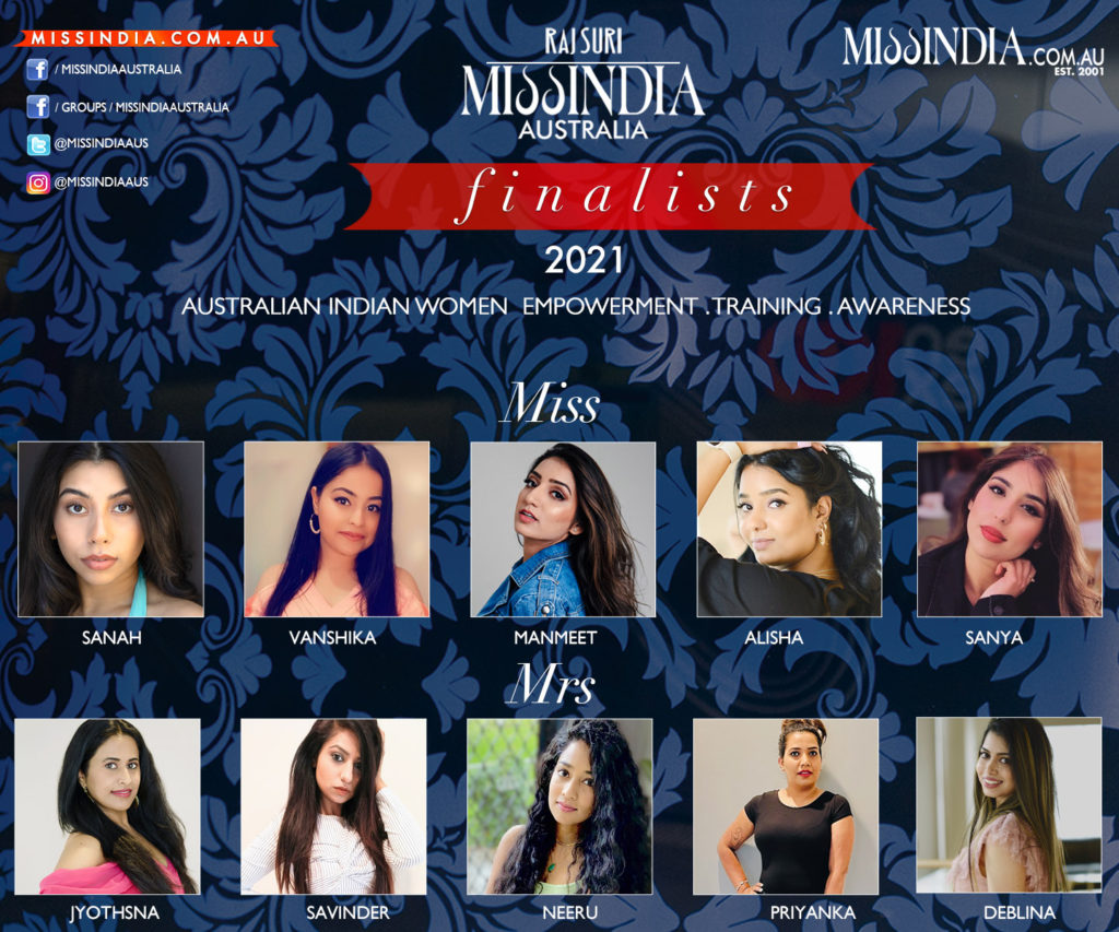 Miss & Mrs India Australia 2021 finalists; Image source: Miss India Australia 2021