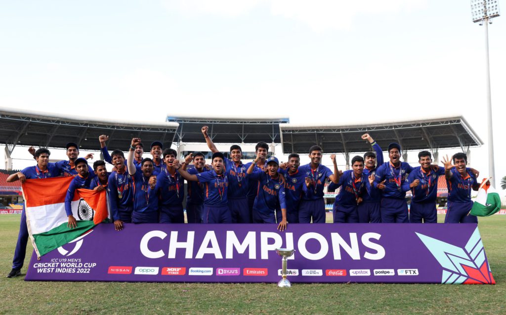 India Under19 World Cup Champion; Image Source: @ICC