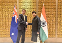 Trade Minister Dan Tehan and Indian Minister Piyush Goyal; Image Source; @MEA