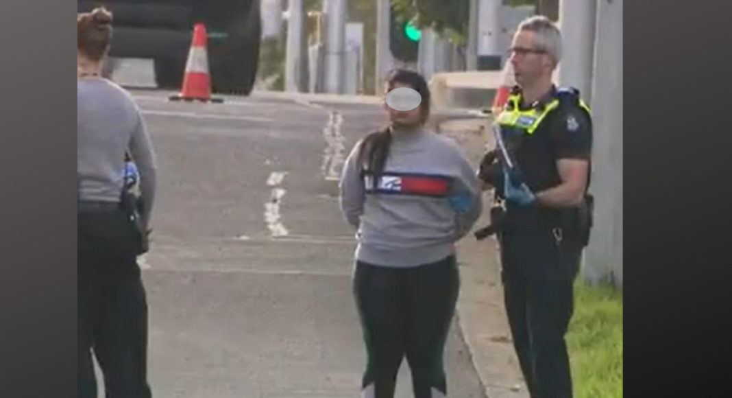 23-year-old Sakshi Agrawal with Victoria Police - Image source: Nine News Screenshot.