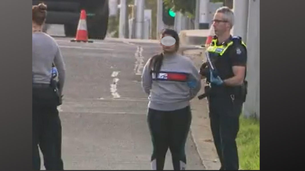 23-year-old Sakshi Agrawal with Victoria Police - Image source: Nine News Screenshot.
