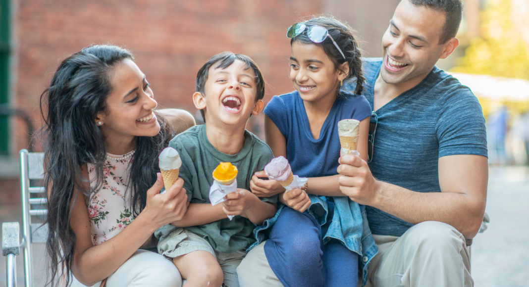 Indian Australian Family eating icecream: Image Source: CANVA