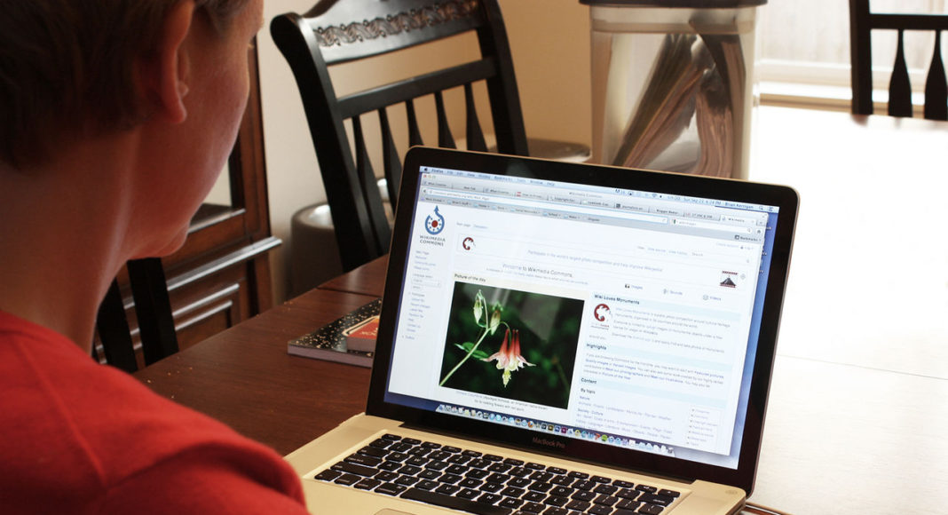 Student on computer (Wikimedia Commons)