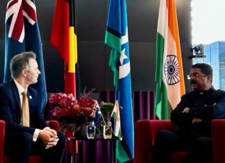 Education Minister Jason Clare with Indian Minister for Education and Skill Dharmendra Pradhan and (Twitter - Dharmendra Pradhan)