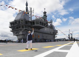 Commissioning of the first Indian indigenous aircraft carrier INS Vikrant; Image Source: @PIB
