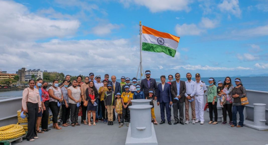 Visitors on board INS Satpura (Image source: India in Fiji - Twitter)