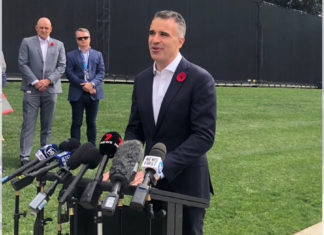 South Australia's Premier Peter Malinauskas at AFL Press conference; Image Source: Twitter @Andrea Nicolas