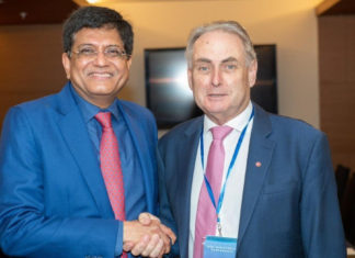 Ministers Piyush Goyal and Don Farrell (Pic: Twitter - @AusHCIndia)