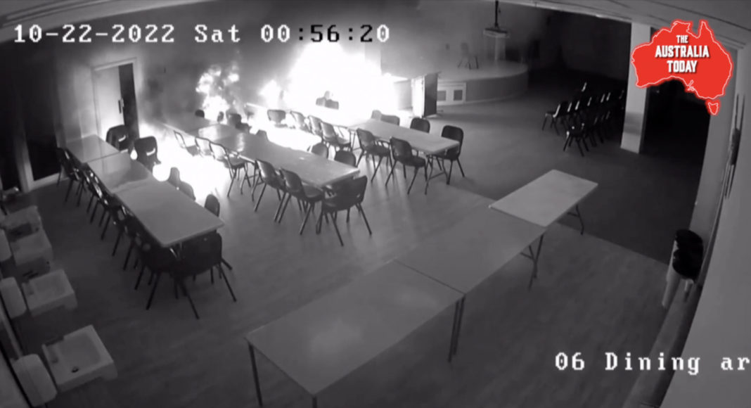Hindu temple in Auckland targeted with arson attack: Image Source; Screen Shot of CCTV footage of Temple