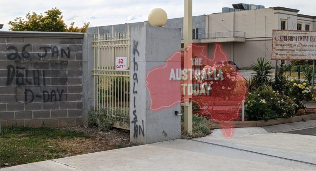 Shri Shiva Vishnu Temple in Carrum Downs comes just within a week of anti-India and anti-Hindu graffiti; Image Source: The Australia Today
