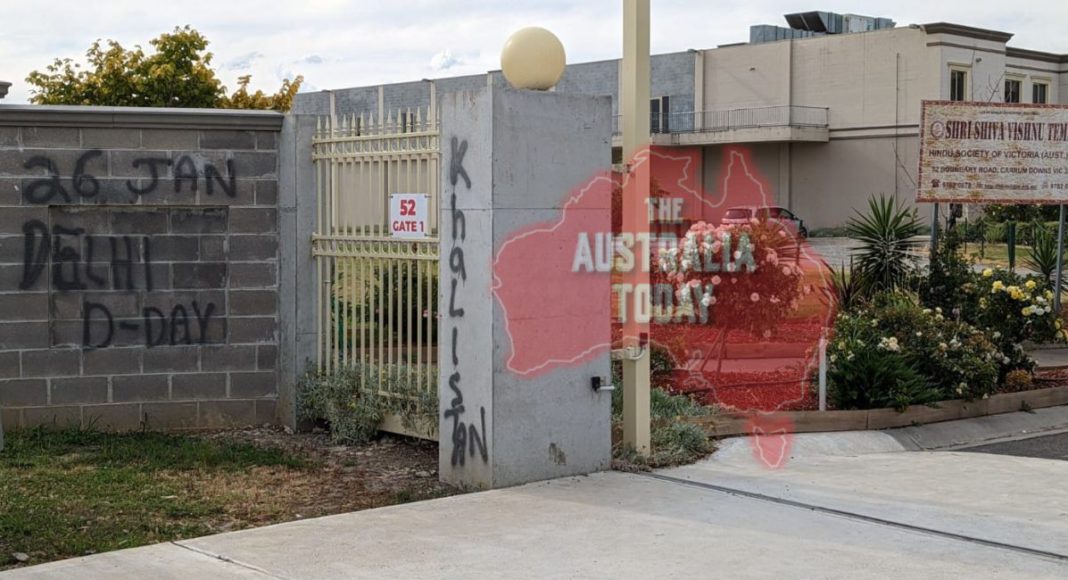 Shri Shiva Vishnu Temple in Carrum Downs comes just within a week of anti-India and anti-Hindu graffiti; Image Source: The Australia Today