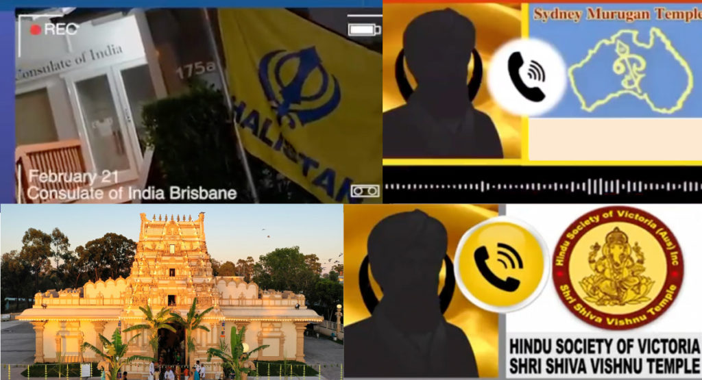 Shree Laxmi Narayan Temple vandalised by Khalistan supporters in Brisbane 5 Khalistani supporters targeting Hindu Temples; Image Source: The Australia Today