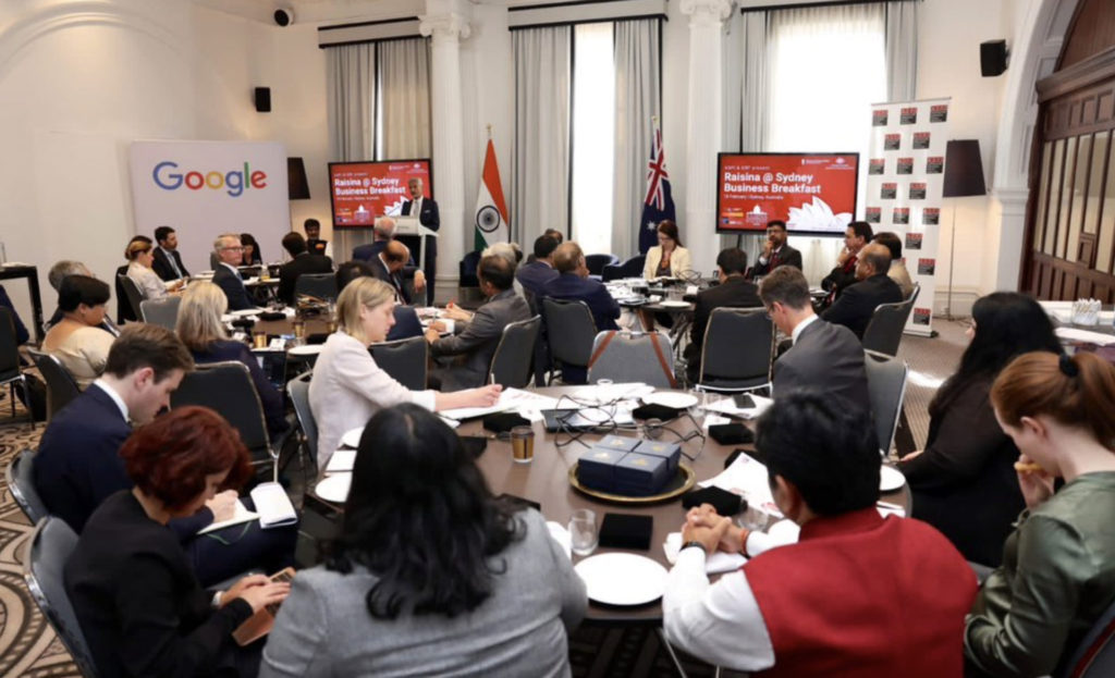 Indian External Affairs Minister Dr S Jaishankar at Raisina @ Sydney Business Breakfast: Image Source: PIB