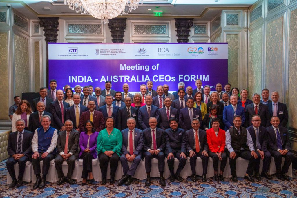 Australia-India CEOs with PM Anthony Albanese in Mumbai; Image Source: PM&C
