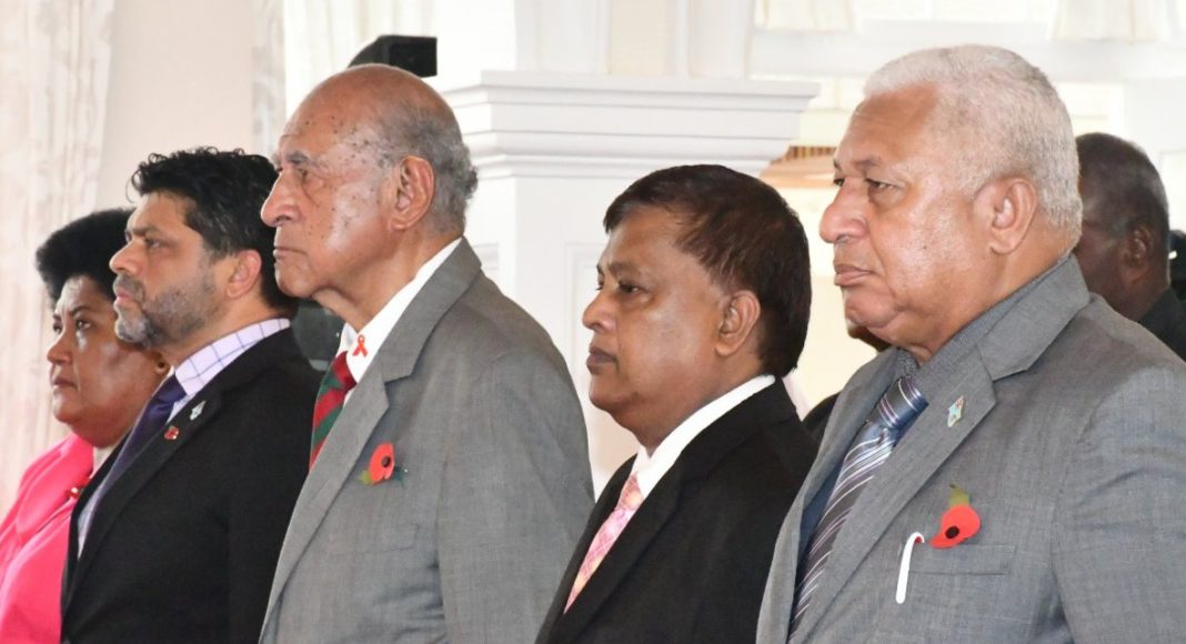 Frank Bainimarama and FijiFirst leaders; Image Source: Twitter @FrankBainimarama
