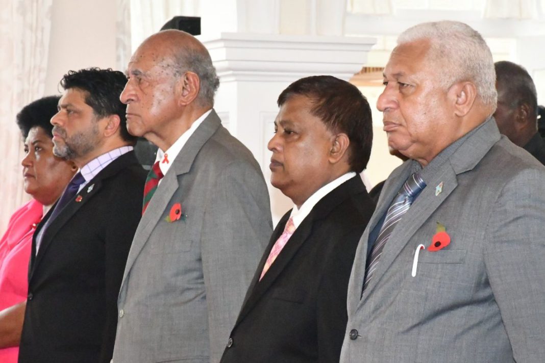 Frank Bainimarama and FijiFirst leaders; Image Source: Twitter @FrankBainimarama