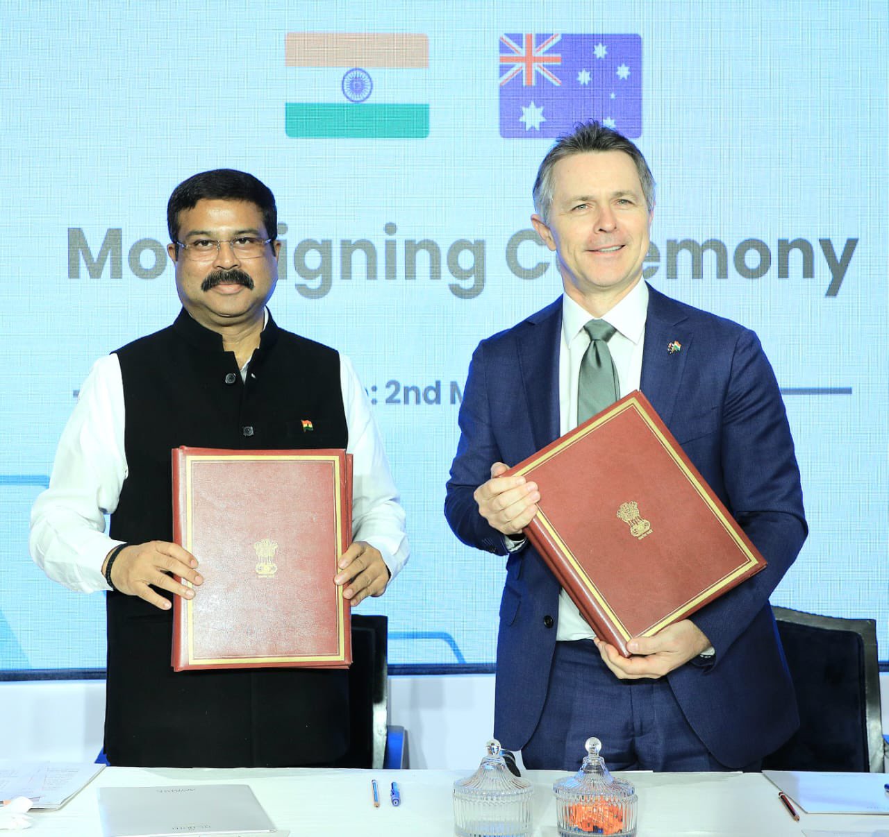 Education Minister Jason Clare and Indian Education Dharmendra Pradhan; Image Source: PIB