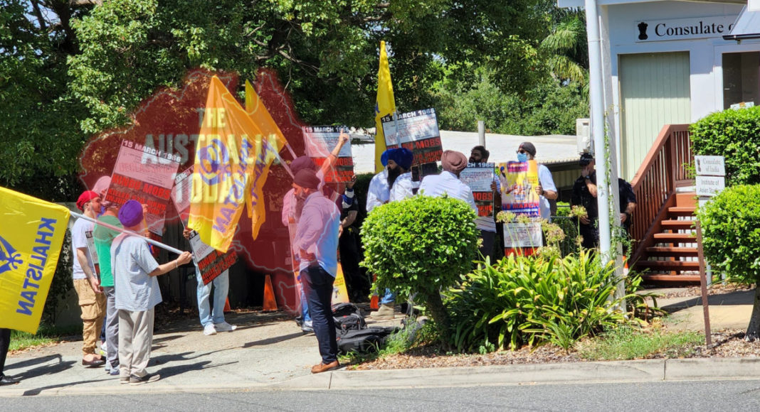 Khalistan blockade at Indian Consulate, Brisbane; Image Source: The Australia Today