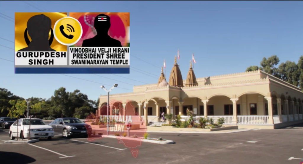 Perth's Shree Swaminarayan Temple threatened by Khalistan supporters; Image Source: The Australia Today